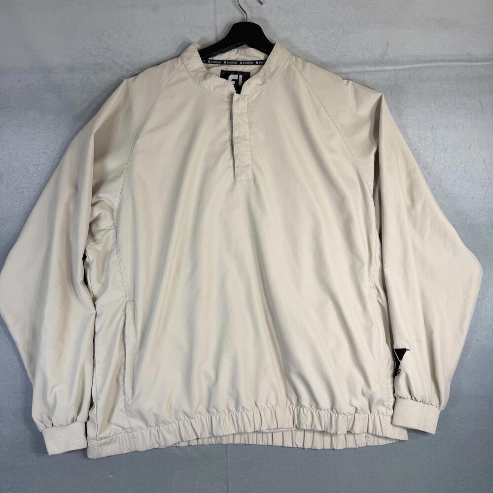 FJ FootJoy Golf Windbreaker Shirt Mens XL Beige Long Sleeve Pullover - The YMCA